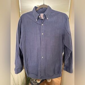 Brooks Brothers Makers USA made Men’s Solid Blue Buttown Down size 14 1/2 - 33